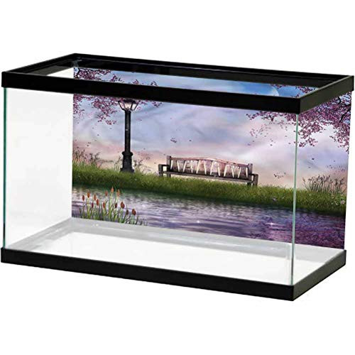 ScottDecor Nature Aquarium Background Bench Flowing River Moon PVC Adhesive Poster L30 X H12 Inch ScottDecor Nature Aquarium Background Bench Flowing River Moon PVC Adhesive Poster L30 X H12 Inch