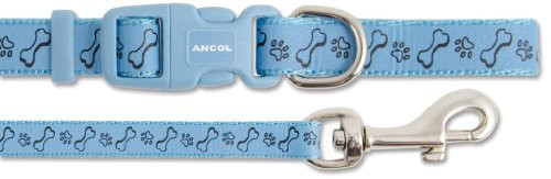 Small Bite Ancol Refl Paw and Bone Collaradjusts 20-30cm  and  Lead 1m x 10mm Set Blue