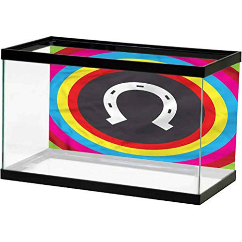 ScottDecor Horseshoe Terrarium Background, Rainbow Colors Circular Used for Household and Office Aquarium L30 X H18 Inch