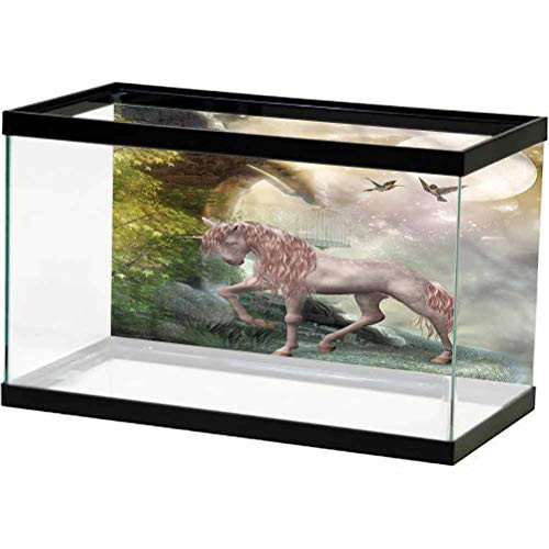 ScottDecor Hummingbirds Undersea Backdrop Fantasy Leaves Birds Used for Household and Office Aquarium L30 X H18 Inch