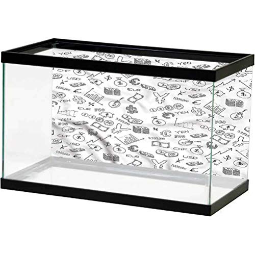 ScottDecor Money Undersea Backdrop Monochrome Dollar Doodle PVC Self-Adhesive Decor Wall L30 X H18 Inch