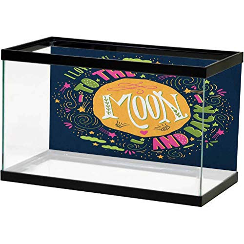 ScottDecor I Love You Aquarium Backdrop Sticker Cute Romance Shapes Hot Love Clouds Childish Inspirational Creative Valentines Paper Cling Multicolor L36 X H16 Inch