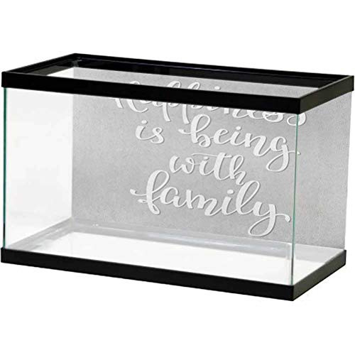 ScottDecor Family Aquarium Background Picture Positive Family Themed Message Happiness Hand Writing Calligraphy Inspiration Easy to Apply and Remove Pale Grey White L36 X H16 Inch