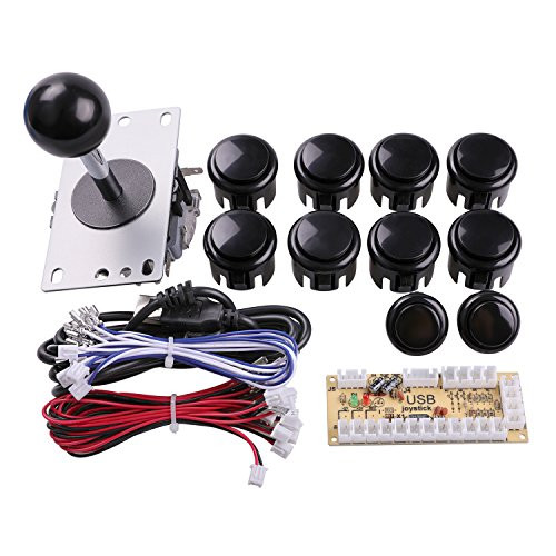 Easyget Zero Delay Pc Arcade Game Joystick Cabinet DIY Parts Kit for Mame Jamma & Fighting Games Support All Windows Systems - Color Black Kit