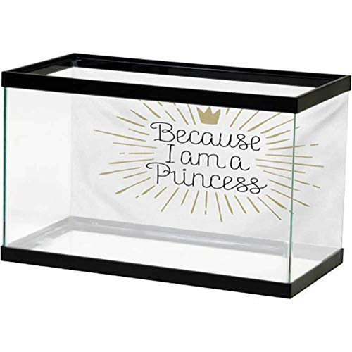 ScottDecor Aquarium 3D Backdrops IamaPrincess,BecauseIamAPrincessCalligraphyHandDrawnLetteringCrown,EggshellBlackWhite Backdrop Decorative Paper L36 X H16 inch