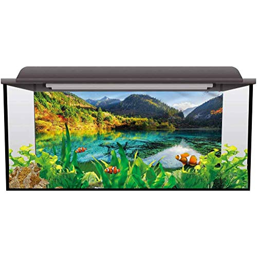ScottDecor Aquarium Background Sticker Nature,Idyllic Mountain Creek 3D Double-Sided Adhesive Wallpaper L36 X H16 Inch
