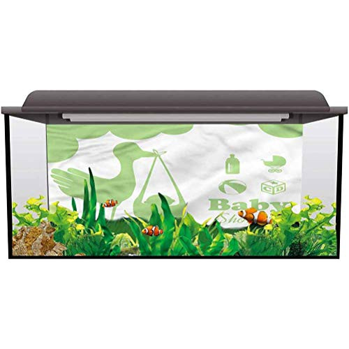 ScottDecor Seabed World Backdrop Green,Stork Carrying a Baby Toys Decals Sticker L36 X H16 Inch