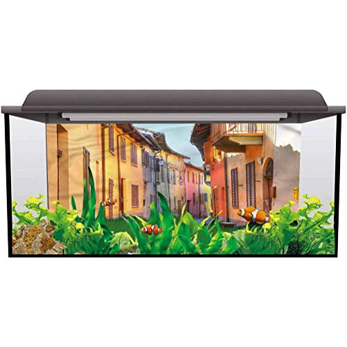 Underwater Backdrop Image Decor Italy,Narrow Paved Streets PVC Adhesive L36 X H16 Inch