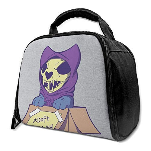 Man Skeletor Kitty Adopt Myeeahh Reusable Insulation Bags Picnic Lunch Box For Adult And Kids, Lunch Cooler For Office Work