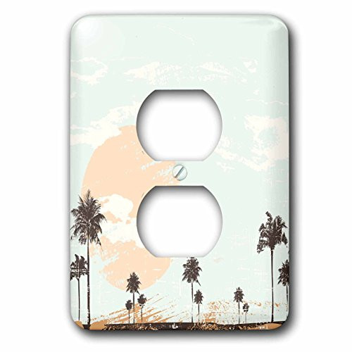 3dRose LLC lsp_152275_6 Large Sunset with Palm Trees 2 Plug Outlet Cover