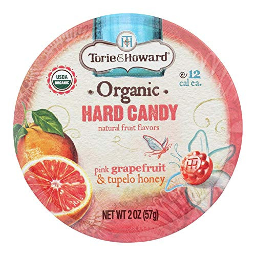 Torie and Howard Organic Hard Candy - Pink Grapefruit and Tupelo Honey - 2 oz - Case of 8 - 95 percentplus Organic - Gluten Free - Dairy Free - Yeast Free - Wheat Free Torie and Howard Organic Hard Candy - Pink Grapefruit and Tupelo Honey - 2 oz - Case of 8 - 95 percentplus Organic - Gluten Free - Dairy Free - Yeast Free - Wheat Free