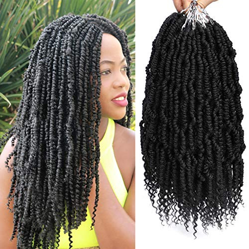 Bomb Twist hair Spring Twist Crochet Hair 6packs Passion Hair Crochet Hair Prelooped Braids Fluffy Twist Synthetic Hair Extension 18inch Dreadlocks Braiding Hair for Women.1B