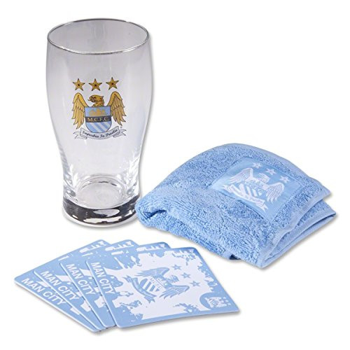 Manchester City Official Pint Glass  and  Bar Set