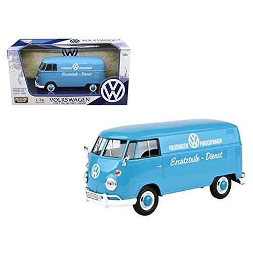 Motormax 79556BL Volkswagen Type 2 T1 Delivery Truck Blue Porsche Wagen 1/24 Diecast Model Car