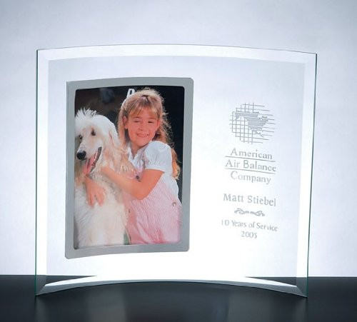 CrystalsBuy Curved Glass Vertical Photo Frame- Silver Frame