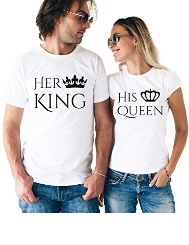 Her King His Queen Matching Couple T Shirts - His and Hers Custom Shirts - Couples Outfits for Him and Her