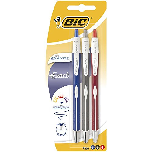 BIC Atlantis Exact 0.7mm Ballpoint Pens Assorted Colours 3 Pack