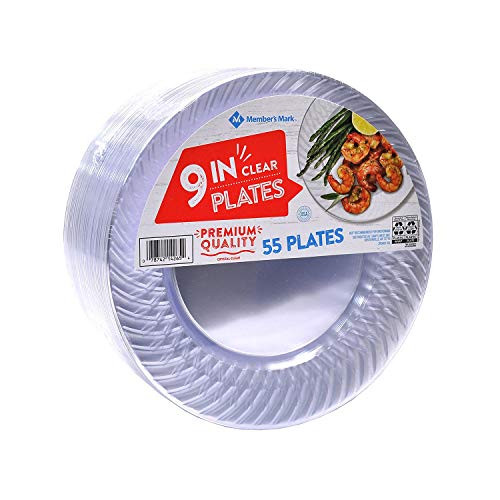 Member's Mark Clear Plastic Plates, 9inch  55 ct. pack of 2