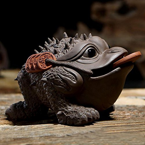 Hoobar Chinese Tea Pet Zisha / Purple Clay Tea Pet Tea Tray Accessories Handmade Frog Tea Pet for Kungfu Tea Tray A Perfect Gift for Tea Lovers