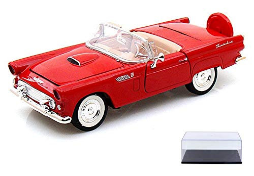 Diecast Car  and  Display Case Package - 1956 Ford Thunderbird Convertible, Red - Showcasts 73215 - 1/24 Scale Diecast Model Car w/Display Case