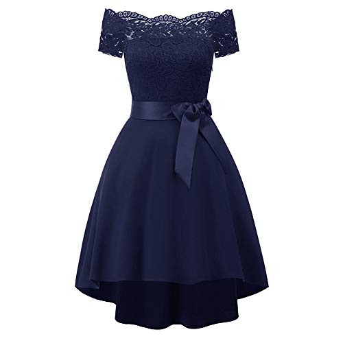 Women Off Shoulder Mini Dress Short Sleeve Lace Patchwork Short Dress Evening Party Cocktail Bridesmaid Dress by Lowprofile Blue Women Off Shoulder Mini Dress Short Sleeve Lace Patchwork Short Dress Evening Party Cocktail Bridesmaid Dress by Lowprofile Blue