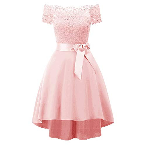 Women Off Shoulder Mini Dress Short Sleeve Lace Patchwork Short Dress Evening Party Cocktail Bridesmaid Dress by Lowprofile Pink Women Off Shoulder Mini Dress Short Sleeve Lace Patchwork Short Dress Evening Party Cocktail Bridesmaid Dress by Lowprofile Pink