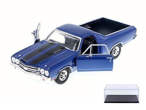 Motor Max Diecast Car  and  Display Case Package - 1970 Chevy El Camino SS 396, Blue 79347AC/BU - 1/24 Scale Diecast Model Toy Car w/Display Case Motor Max Diecast Car  and  Display Case Package - 1970 Chevy El Camino SS 396, Blue 79347AC/BU - 1/24 Scale Diecast Model Toy Car w/Display Case