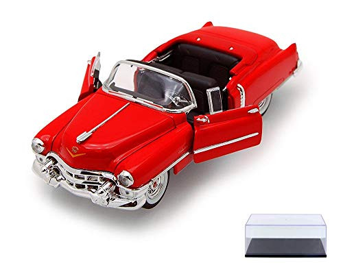Welly Diecast Car  and  Display Case Package - 1953 Cadillac Eldorado Convertible, Red 22414 - 1/24 Scale Diecast Model Toy Car w/Display Case