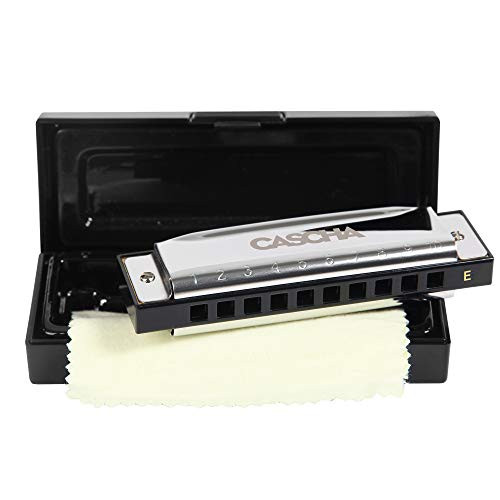 CASCHA Harmonica, Key of E, Diatonic Blues Harmonica Set, Mouth Organ for Kids and Beginners with Case and Care Cloth