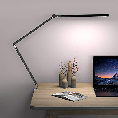 Desk Lamp, NICLUM Architect Lamp Desk Swing Arm Light with Clamp, Remote Control  and  Button Dimmer Lamp with Memory Function, Stepless Dimming  and  360 Adjustable, Desk Lamps for Home Office