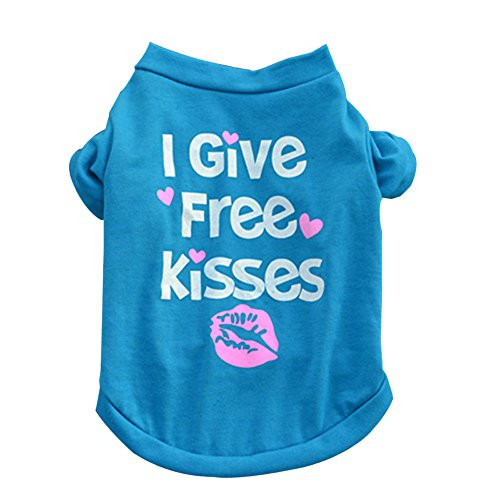 BYIA Pet Shirts Super Cute Puppy T Shirt Kisses Printed Dogs Summer Vest Costumes Cat Tank Top -S I Give Free Kisses- BYIA Pet Shirts Super Cute Puppy T Shirt Kisses Printed Dogs Summer Vest Costumes Cat Tank Top -S I Give Free Kisses-