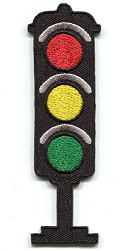 Traffic Light Signal Stop go Caution red Green Yellow Embroidered Applique Iron-on Patch S-1516