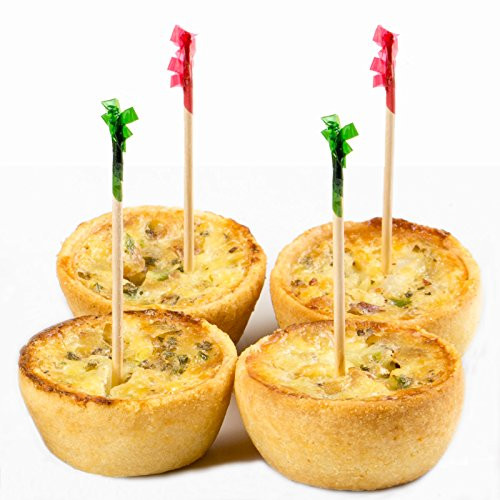 Red  and  Green Frill Toothpicks  200 Wooden Cellophane Food  and  Appetizer Picks  2.5inch  Soodhalter Par-T-Frills