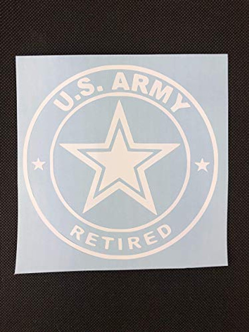 U. S. Army Retired  Star  White  Vinyl Decal  New  Gift