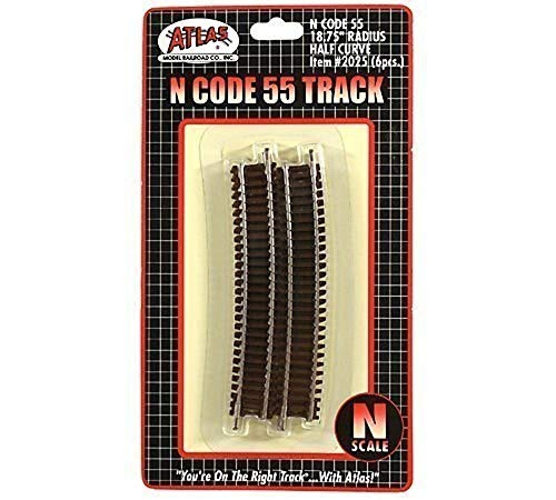 Atlas N Code 55 Nickel Silver 18.75inch  Radius Half Curve Track -6- Trains