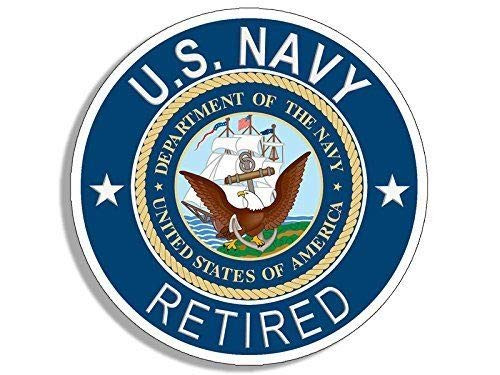 MAGNET 4x4 inch Round U.S. Navy RETIRED Sticker -logo naval bumper vet veteran uss us- Magnetic vinyl bumper sticker sticks to any metal fridge  car  signs