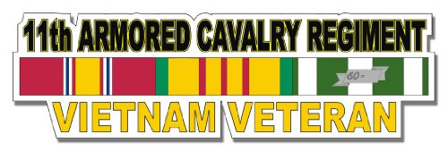 Military Vet Shop U.S. Army 11th Armored Cavalry Regiment Vietnam Veteran Window Strip Window Bumper Sticker Decal 3.8inch