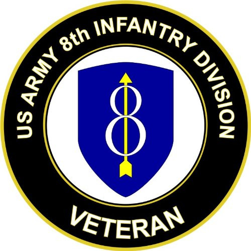 U.S. Army 8th Infantry Division Veteran Window Bumper Sticker Decal 3.8inch
