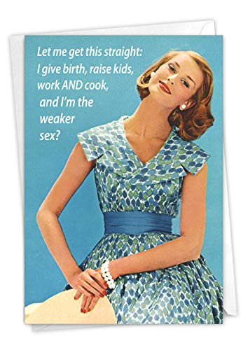 NobleWorks - Funny Vintage Mothers Day Greeting Card - Retro Notecard for Mom or Stepmom - Weaker S-x 0229
