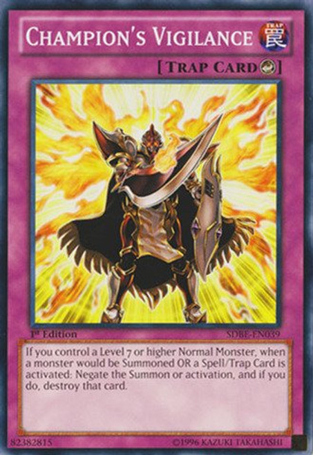 YU-GI-OH - Champion39 s Vigilance -SDBE-EN039- - Structure Deck  Saga of Blue-Eyes White Dragon - Unlimited Edition - Common