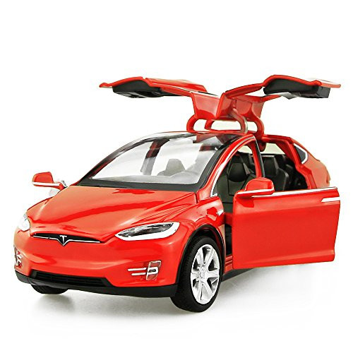 Diecast Vehicle Alloy Tesla toy car model X 90 Pull Back toy cars with Sound&light Toy Kids Toys 1/32 Scale (RED) Diecast Vehicle Alloy Tesla toy car model X 90 Pull Back toy cars with Sound&light Toy Kids Toys 1/32 Scale (RED)