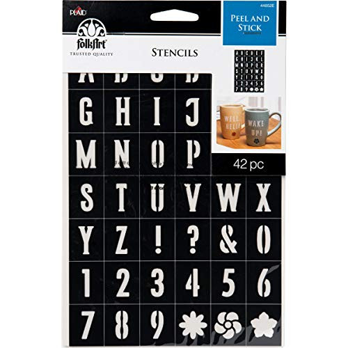 FolkArt Sans Serif Font Plastic Peel  and  Stick Stencil  5.8inch  x 8.25inch