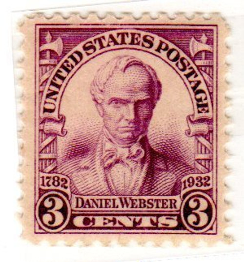 Postage Stamps United States. One Single 3 Cents Violet Daniel Webster Issue Stamp Dated 1932  Scott 725. by S.T.A.M.P.S