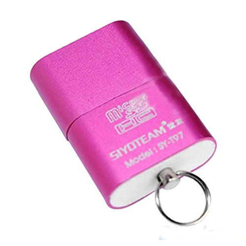 Portable Mini USB 2.0 Micro SD TF T-Flash Memory Card Reader Adapter Flash Drive -Rose-Red-