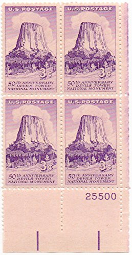 No. 1084  U. S. Postage Stamp Plate Block 1956 3c Devils Tower