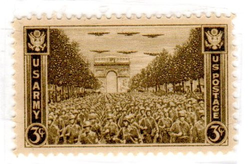 Postage Stamps United States. One Single 3 Cents Olive U.S. Troops Passing Arch of Triumph Paris Army Issue Stamp Dated 1945 Scott 934. Postage Stamps United States. One Single 3 Cents Olive U.S. Troops Passing Arch of Triumph Paris Army Issue Stamp Dated 1945 Scott 934.