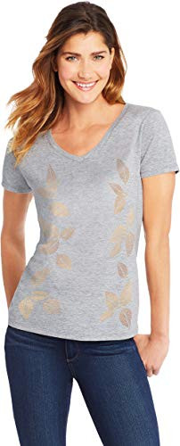 Hanes Women s Short Sleeve Graphic V-neck Tee -multiple graphics available-  LARGE  LIGHT STEEL