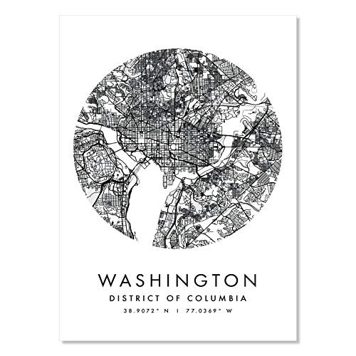 Washington DC Minimal Modern Circle Street Map Print  Unframed