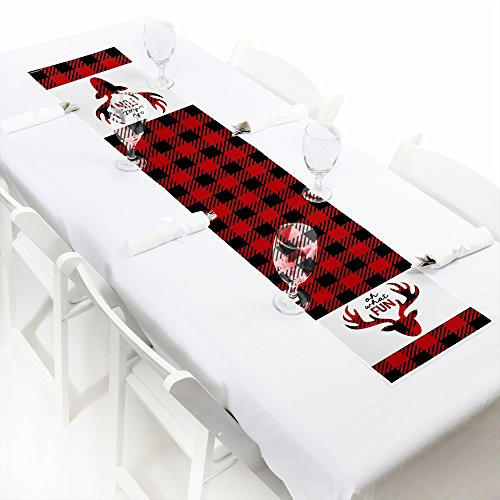 Big Dot of Happiness Prancing Plaid - Petite Christmas & Holiday Buffalo Plaid Party Paper Table Runner - 12" x 60"