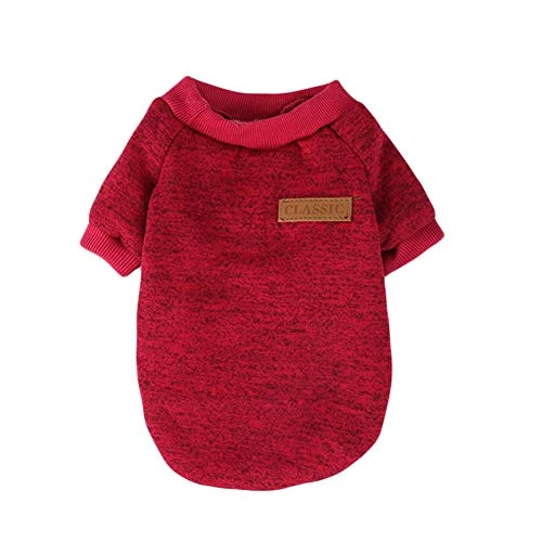 WYKsoku Dog Sweater  Winter Warm Woolen Yarn Knit Dog Cats Sweater Pullover Jacket Coat Pet Clothes Wine Red S